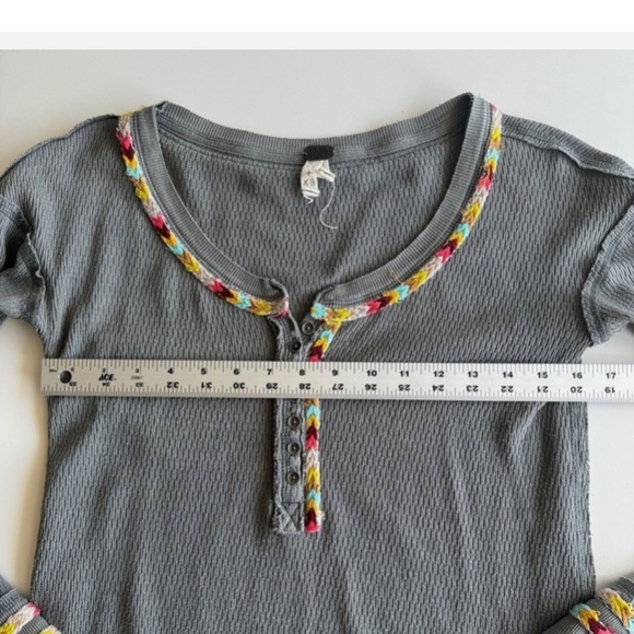 Free People Scoop Neck Rainbow 🌈 Thermal Henley - Picture 7 of 10